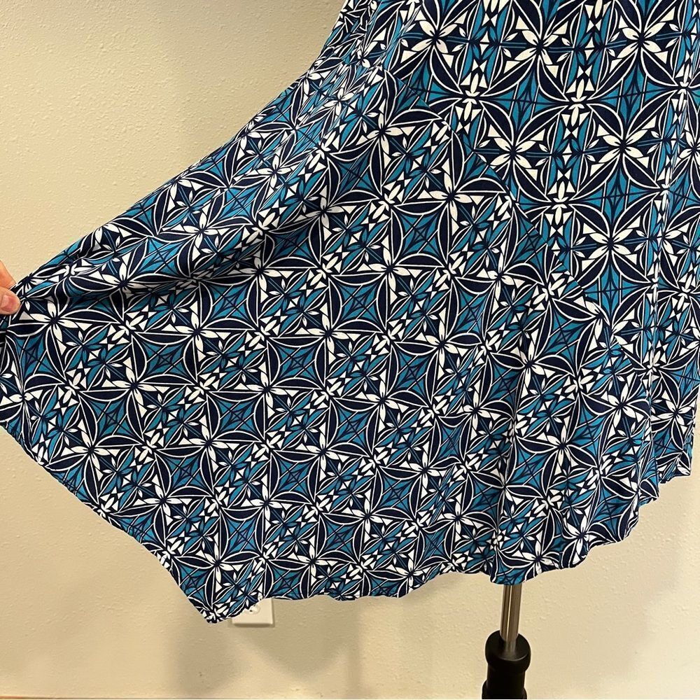 Stylus Blue Geometric Patterned Asymmetrical Dress - image 5